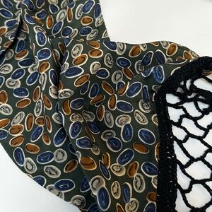 ✨ 3 for $45✨ Vintage Fringe Neck Scarf Boho Retro Green Patterned Skinny Scarf